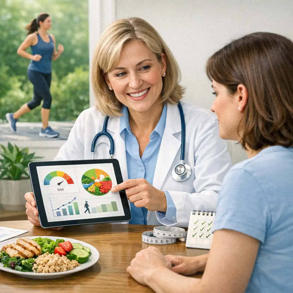 Bác sĩ dinh dưỡng tư vấn kế hoạch giảm cân cá nhân hóa và an toàn cho bệnh nhân.