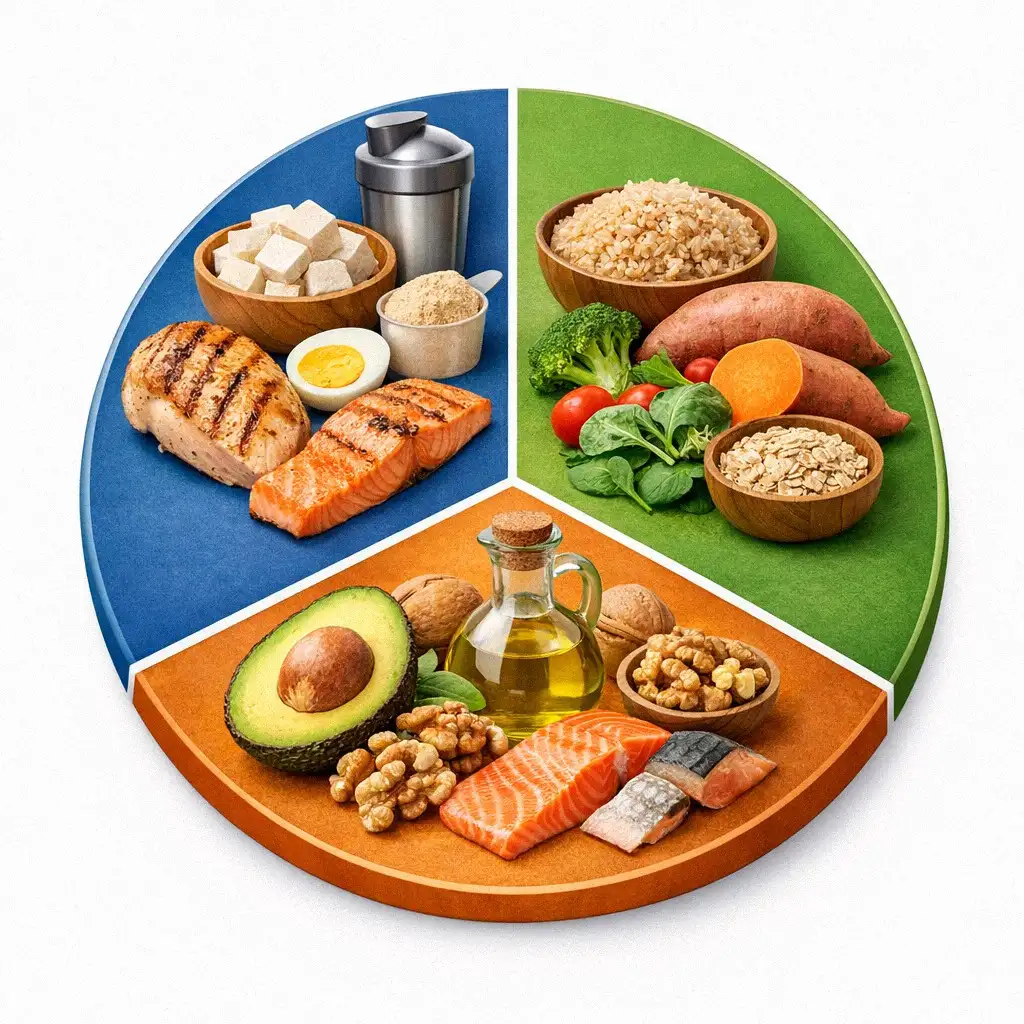 Biểu đồ tỷ lệ các nhóm chất dinh dưỡng đa lượng cho chế độ ăn giảm cân