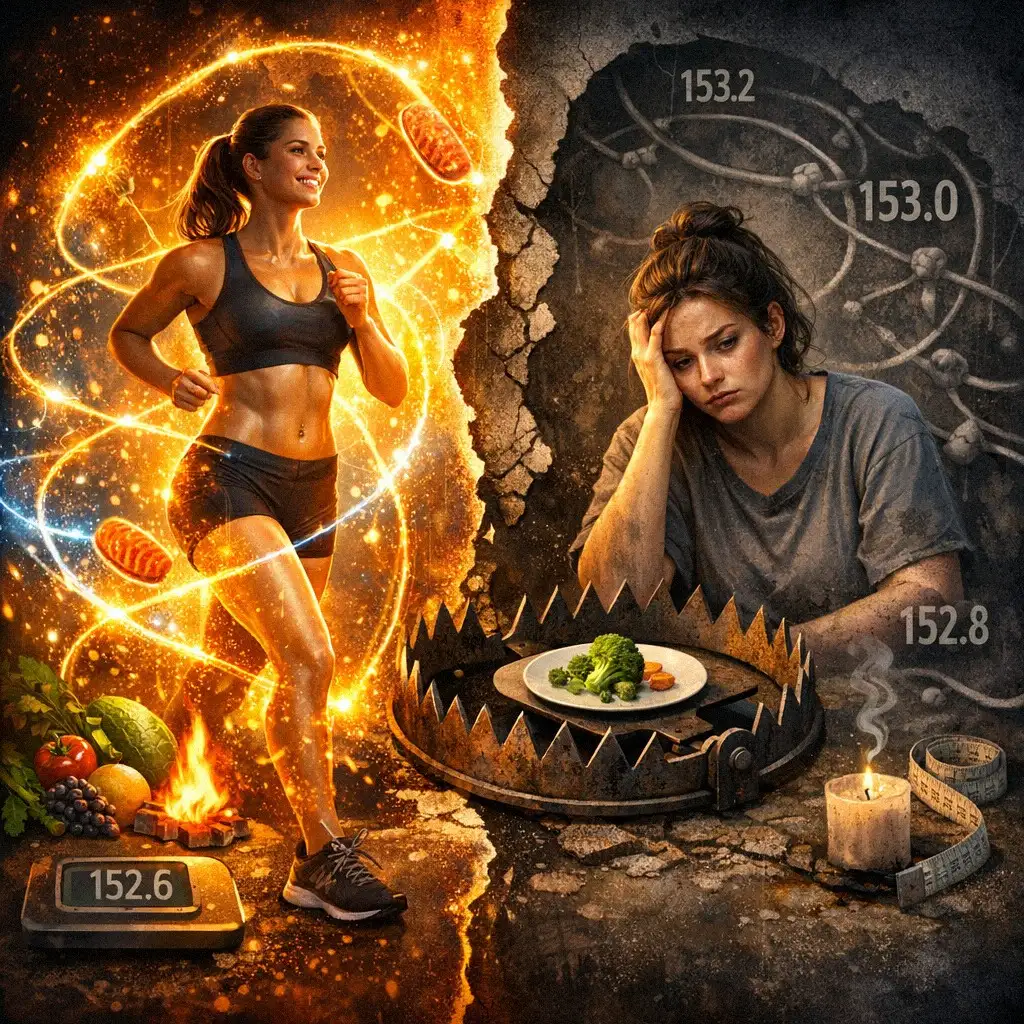 Hình ảnh minh họa cơ thể thích nghi với chế độ ăn ít calo, làm chậm quá trình trao đổi chất