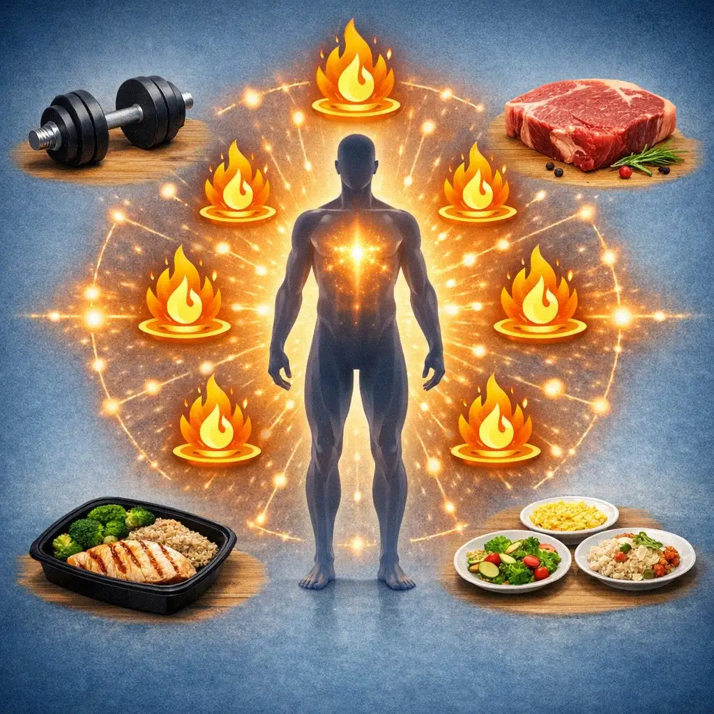 Minh họa các yếu tố ảnh hưởng đến Tỷ lệ trao đổi chất cơ bản (BMR).