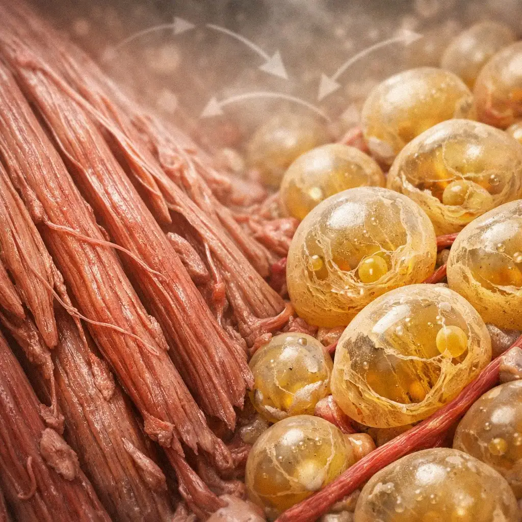 Minh họa cơ chế trao đổi chất và phân hủy cơ bắp.