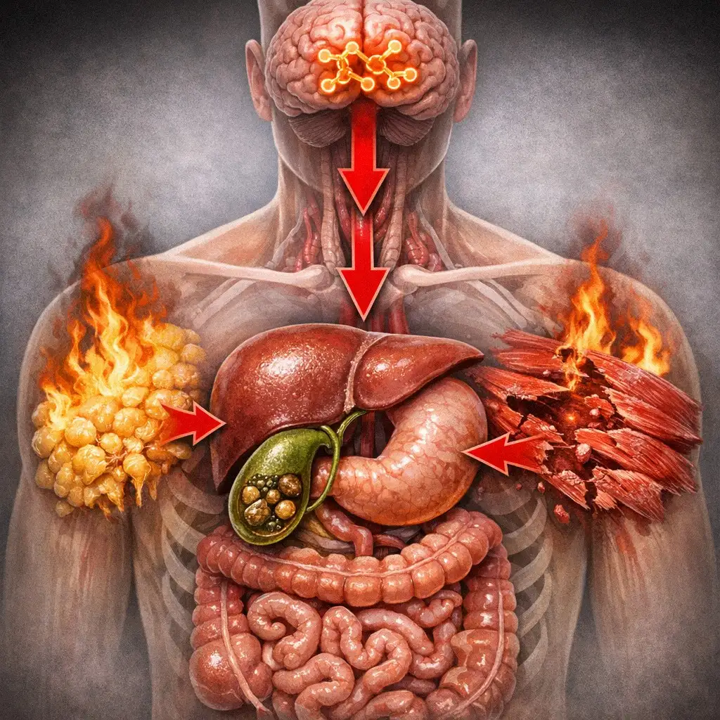 Minh họa cơ thể người khi ăn 400 calo/ngày