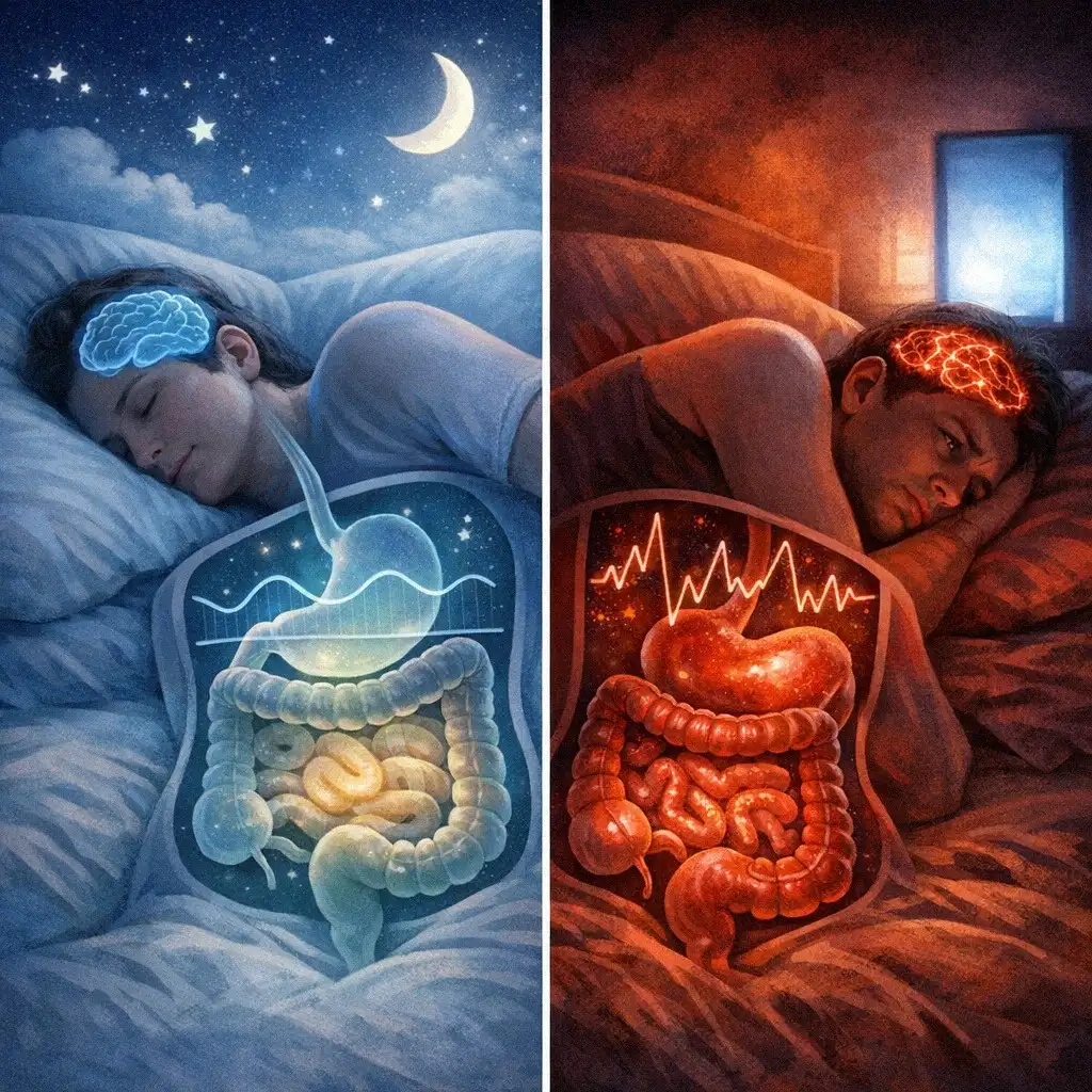  Minh họa tác động của khoảng cách bữa tối-giấc ngủ đến tiêu hóa và giấc ngủ