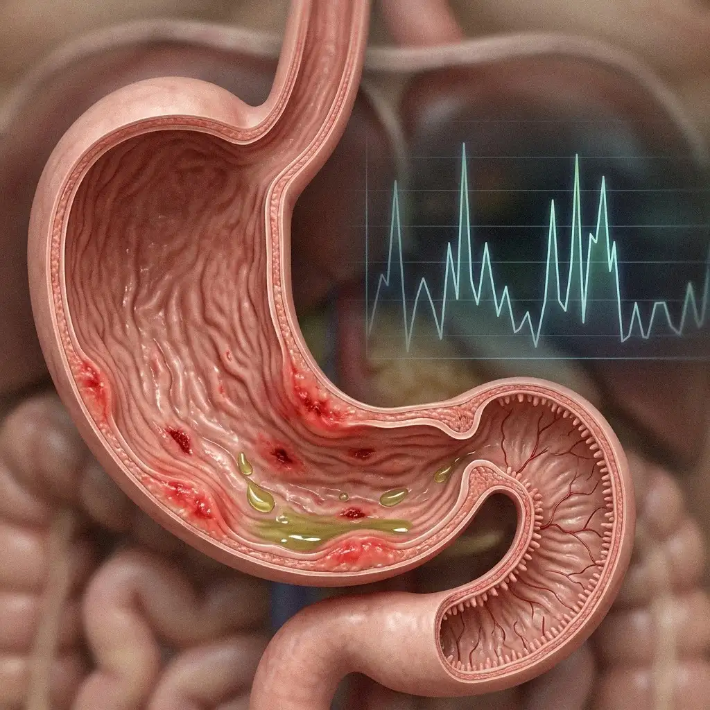 Minh họa tác động của việc không ăn sáng đến dạ dày và lượng đường trong máu