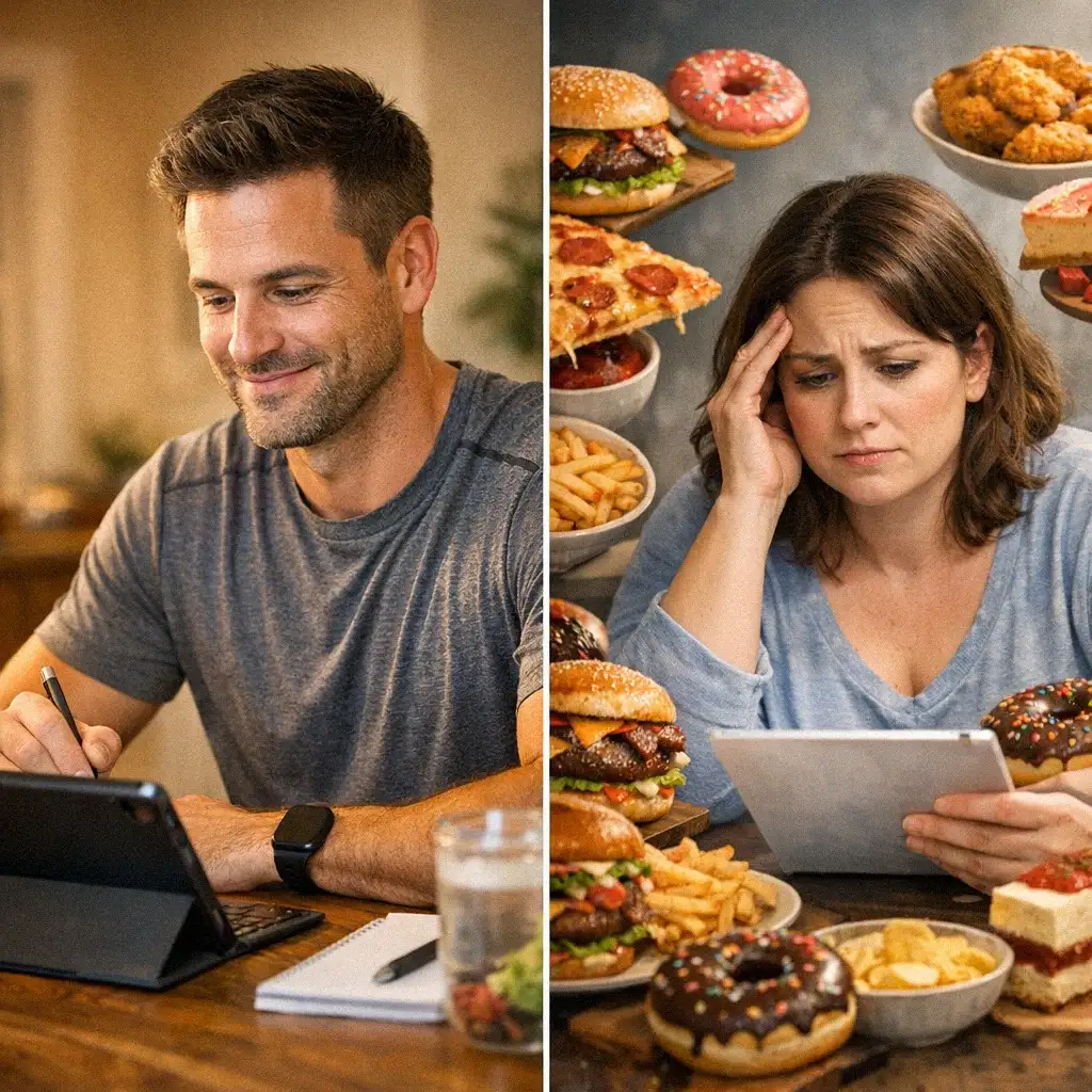 Minh họa tính toán BMR và TDEE cho nam và nữ để xác định surplus calo