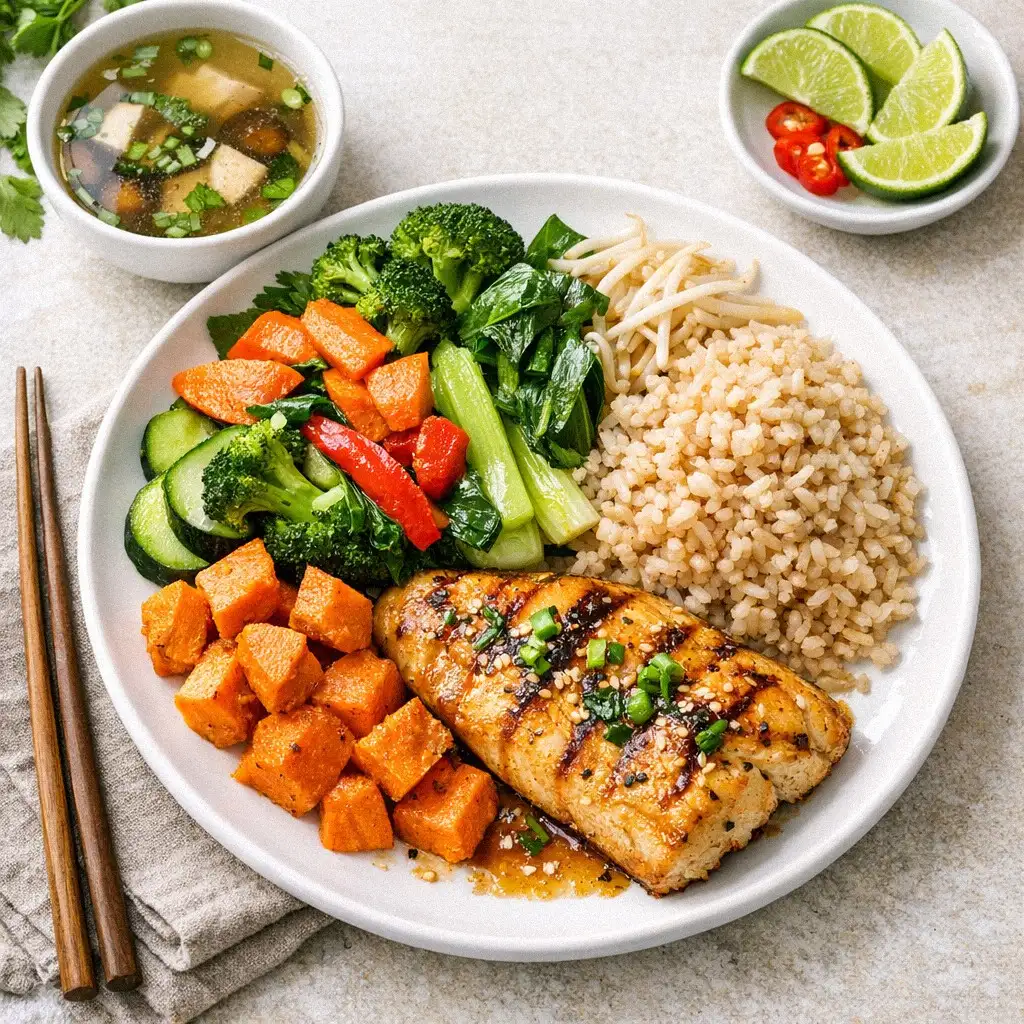 Một đĩa cơm Việt Nam lành mạnh cho bữa ăn giảm cân.