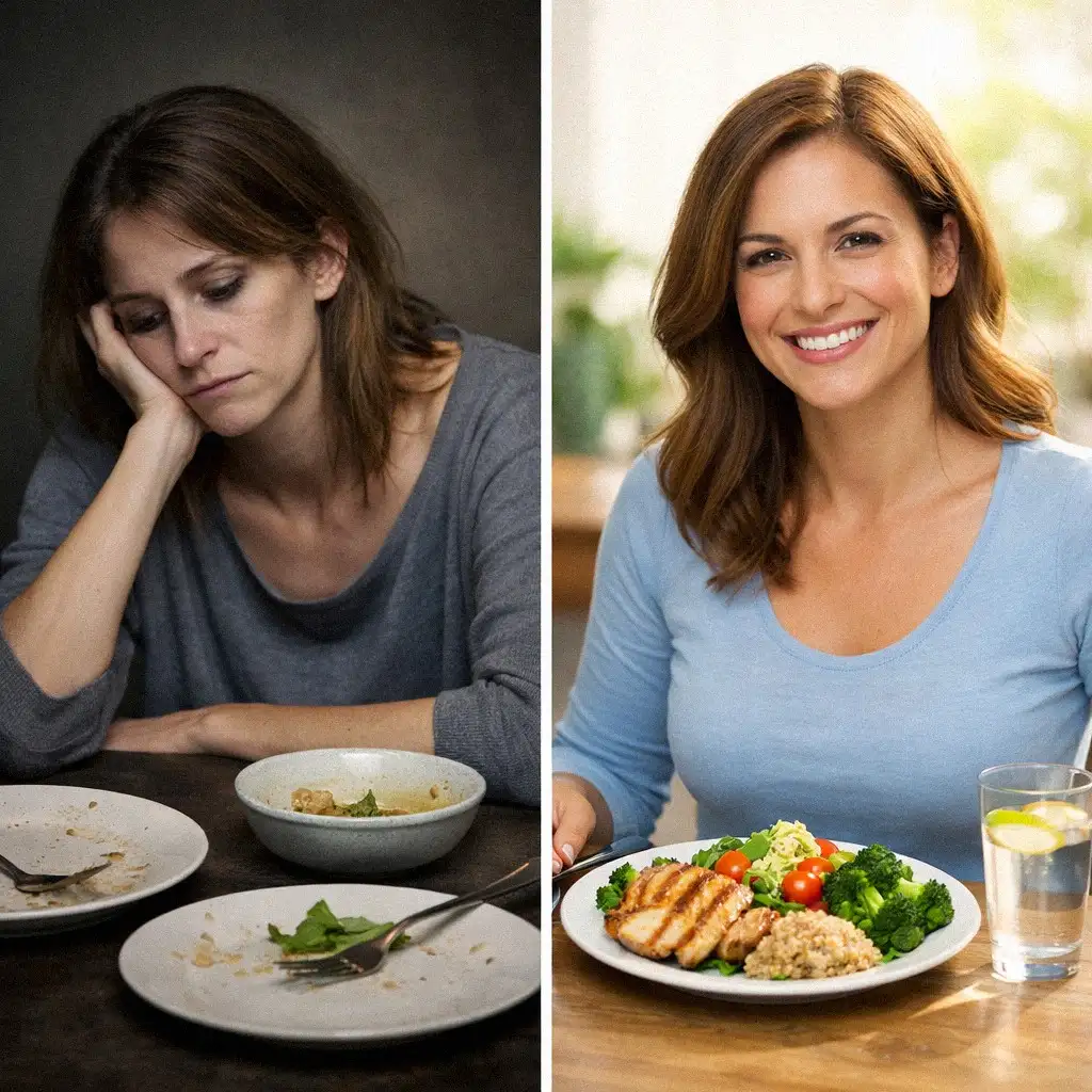 Phụ nữ ăn kiêng 1200 calo: Hình ảnh đối lập giữa mệt mỏi và khỏe mạnh