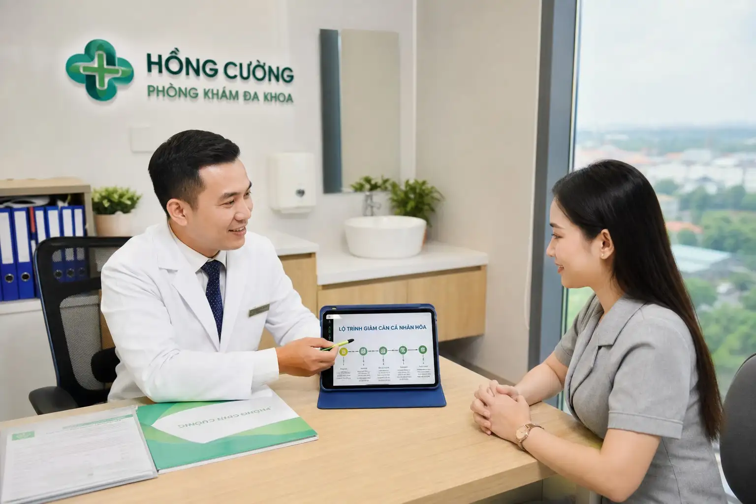 Bác sĩ tại phòng khám Hồng Cường tư vấn lộ trình giảm cân cá nhân hóa